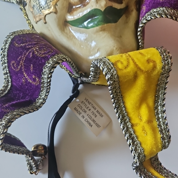 Venetian Colorful Jester Mask - Picture 3 of 6